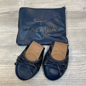 Talaria Foldable Ballet Flats Navy Branded Pouch Travel Wedding Shoes Sparkle 8